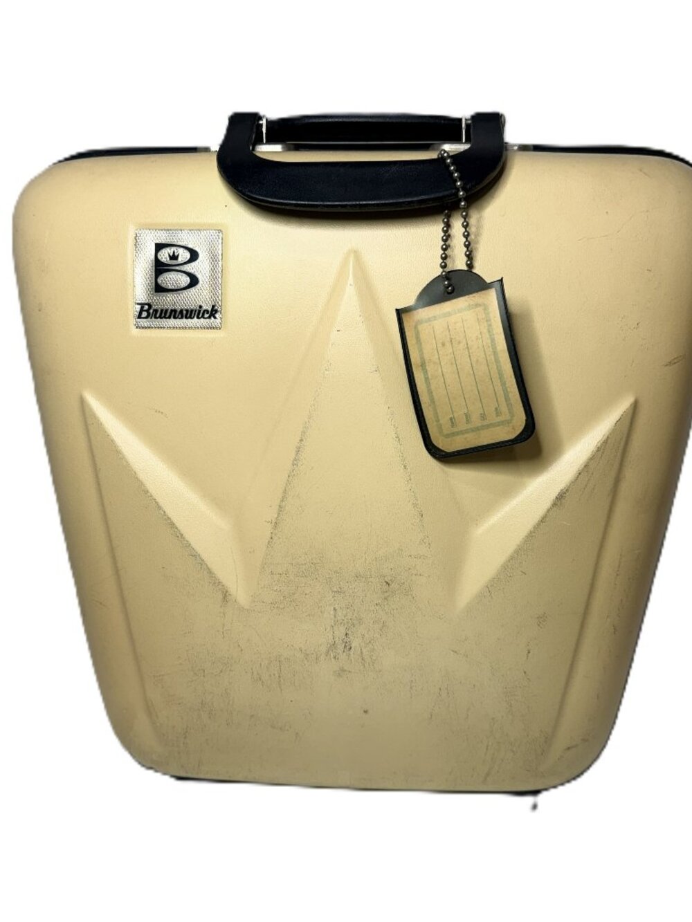 Vintage Brunswick Clam Shell Bowling Ball Bag Distressed Light Beige